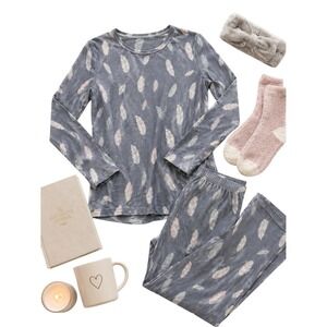 Sweet Bamboo Blue Feather Bamboo Viscose Pajama Set Girls Size 12 Soft Sleepwear